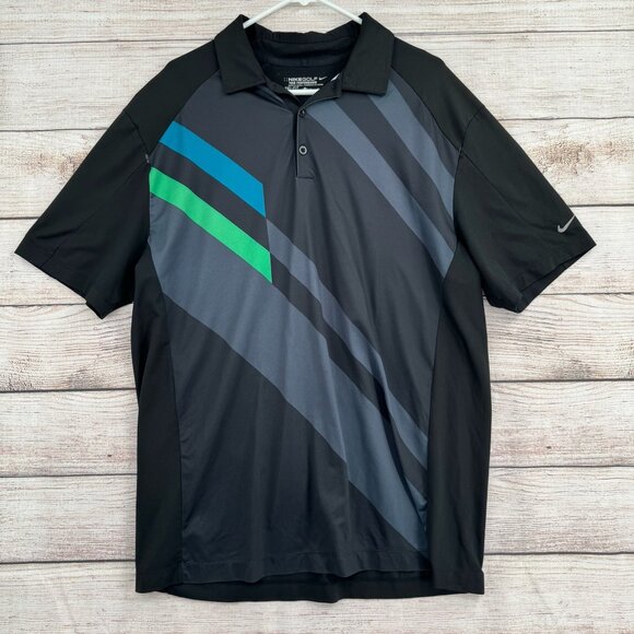 Nike Golf Tour Performance Dri‎ Fit Polo Men's XL Black Print - Picture 1 of 12